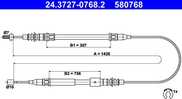 ATE 24.3727-0768.2 - Cable, parking brake car-mod.net