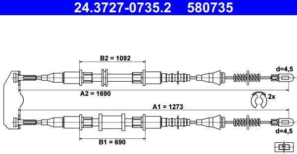 ATE 24.3727-0735.2 - Cable, parking brake car-mod.net