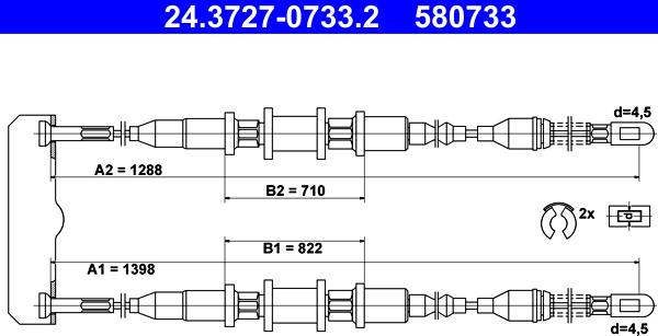 ATE 24.3727-0733.2 - Cable, parking brake car-mod.net