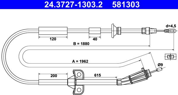 ATE 24.3727-1303.2 - Cable, parking brake car-mod.net