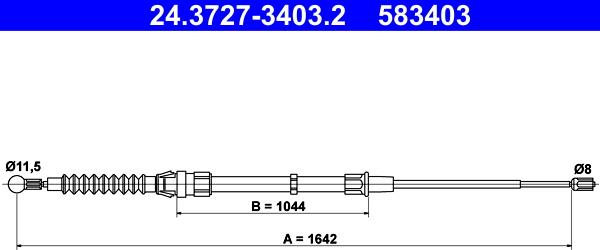 ATE 24.3727-3403.2 - Cable, parking brake car-mod.net