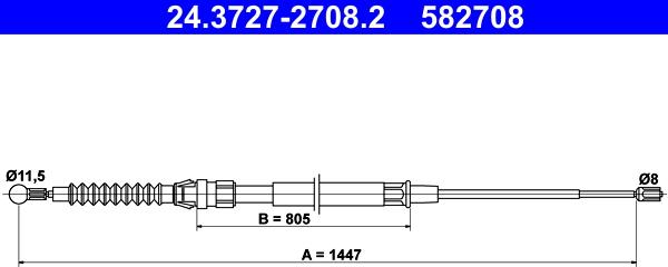 ATE 24.3727-2708.2 - Cable, parking brake car-mod.net