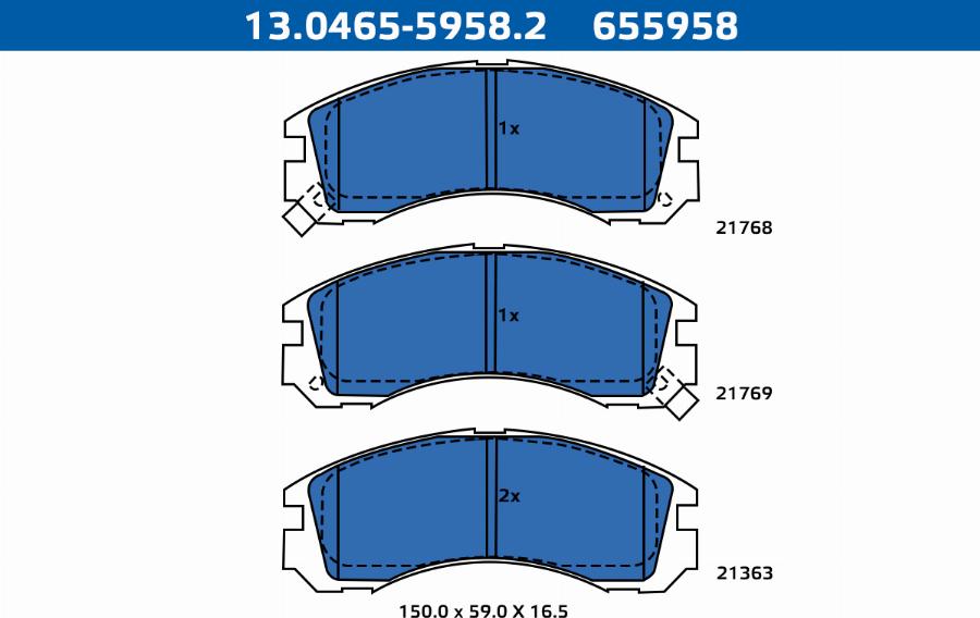 ATE-APAC 13.0465-5958.2 - Brake Pad Set, disc brake car-mod.net