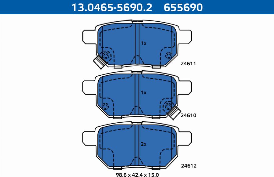 ATE-APAC 13.0465-5690.2 - Brake Pad Set, disc brake car-mod.net
