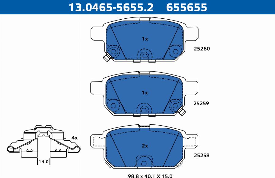 ATE-APAC 13.0465-5655.2 - Brake Pad Set, disc brake car-mod.net