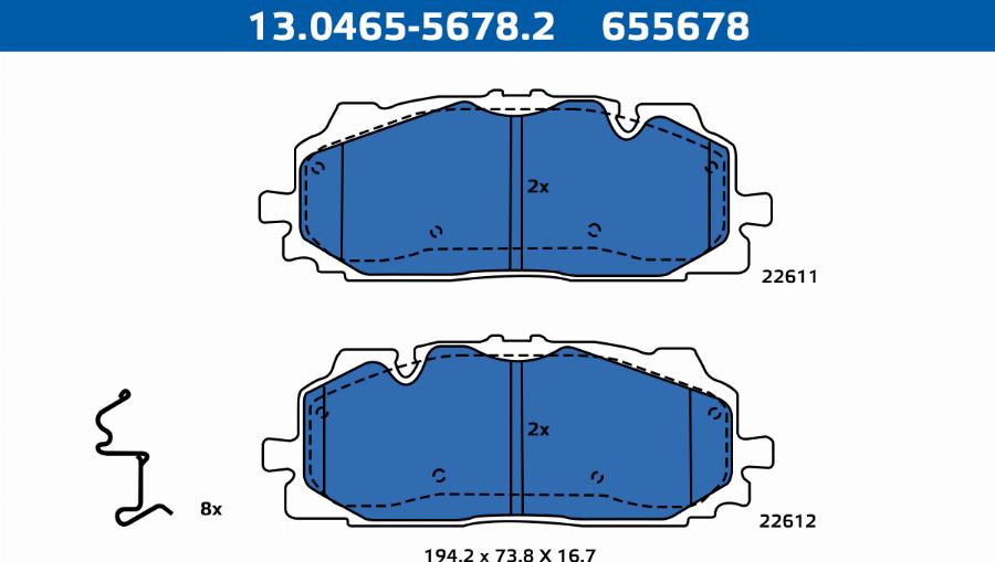 ATE-APAC 13.0465-5678.2 - Brake Pad Set, disc brake car-mod.net