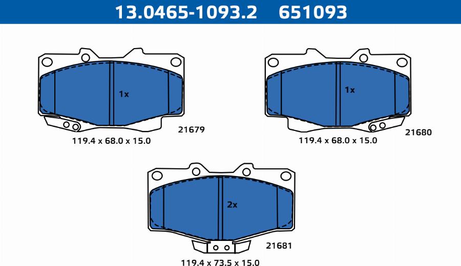 ATE-APAC 13.0465-1093.2 - Brake Pad Set, disc brake car-mod.net