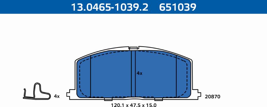 ATE-APAC 13.0465-1039.2 - Brake Pad Set, disc brake car-mod.net