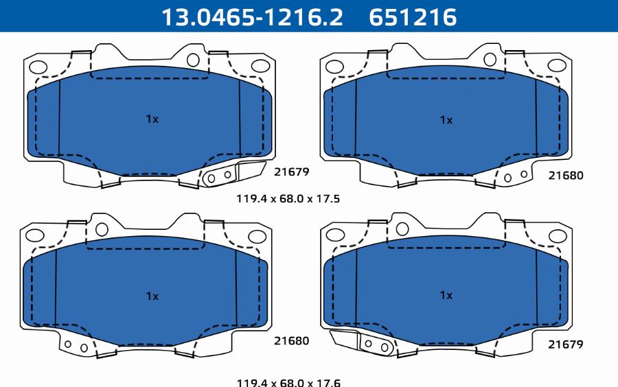 ATE-APAC 13.0465-1216.2 - Brake Pad Set, disc brake car-mod.net