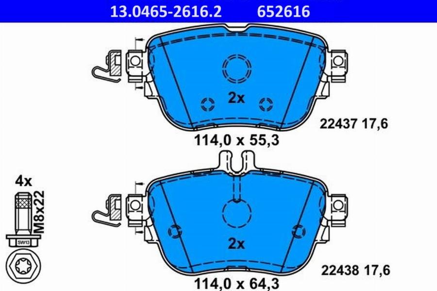 ATE-APAC 13.0465-2616.2 - Brake Pad Set, disc brake car-mod.net