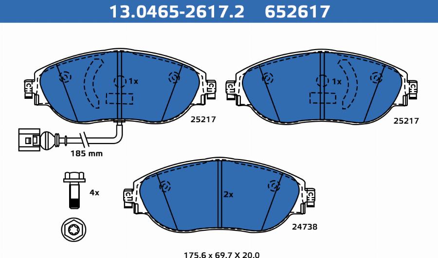 ATE-APAC 13.0465-2617.2 - Brake Pad Set, disc brake car-mod.net