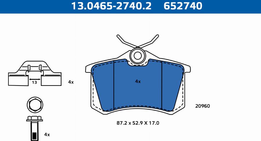 ATE-APAC 13.0465-2740.2 - Brake Pad Set, disc brake car-mod.net