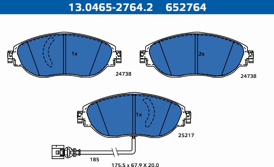 ATE-APAC 13.0465-2764.2 - Brake Pad Set, disc brake car-mod.net