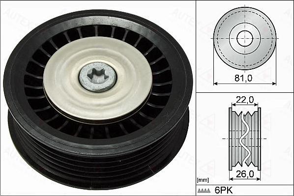 Autex 654861 - Pulley, v-ribbed belt car-mod.net