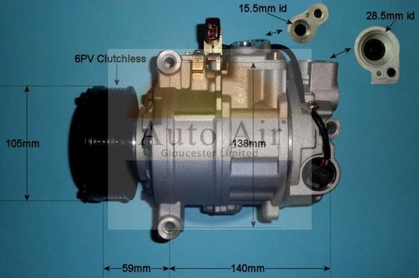 Auto Air Gloucester 14-9721P - Compressor, air conditioning car-mod.net