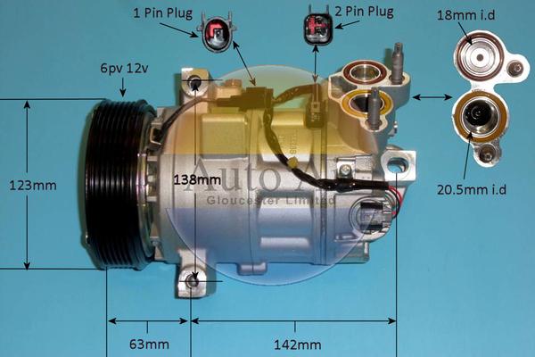 Auto Air Gloucester 14-2088P - Compressor, air conditioning car-mod.net
