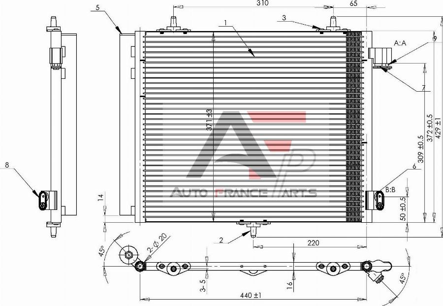 AUTO FRANCE PARTS 44-0008C - Condenser, air conditioning car-mod.net