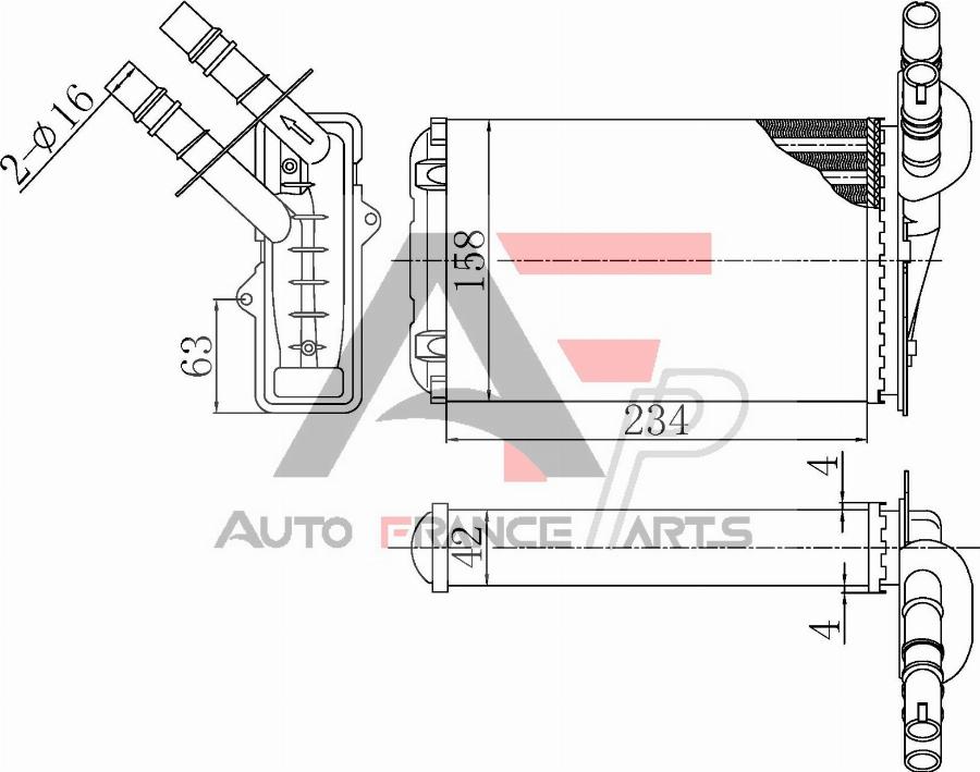 AUTO FRANCE PARTS 45-0003C - Heat Exchanger, interior heating car-mod.net