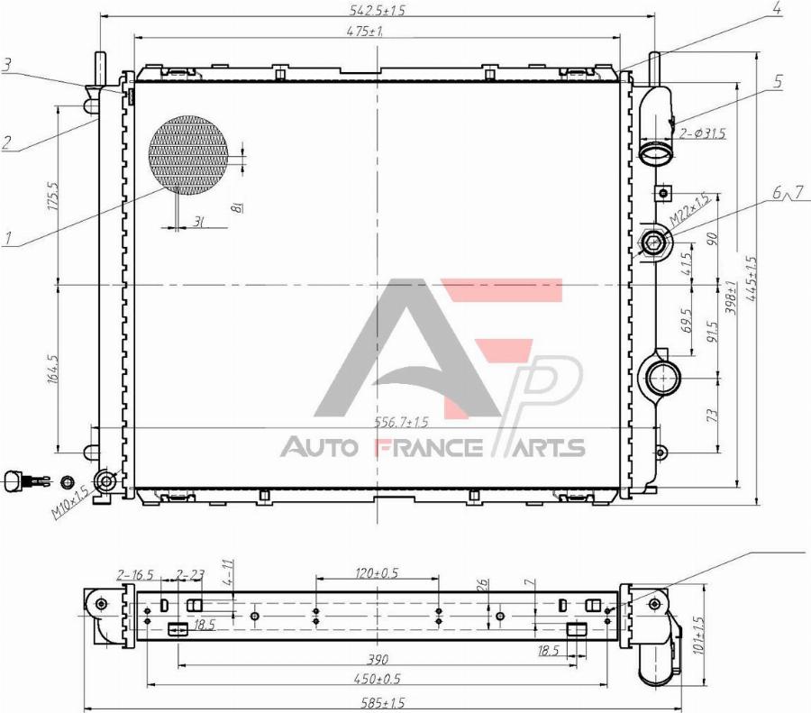 AUTO FRANCE PARTS 43-0027C - Radiator, engine cooling car-mod.net