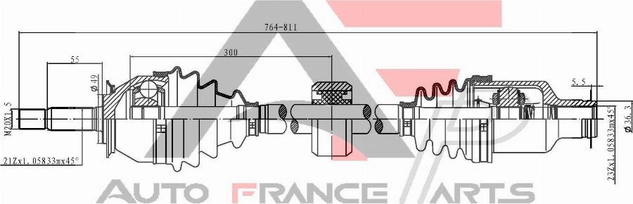 AUTO FRANCE PARTS 16-0018C - Drive Shaft car-mod.net