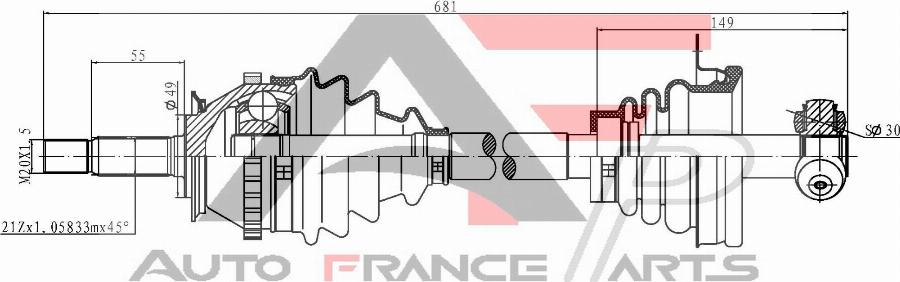 AUTO FRANCE PARTS 16-0017C - Drive Shaft car-mod.net