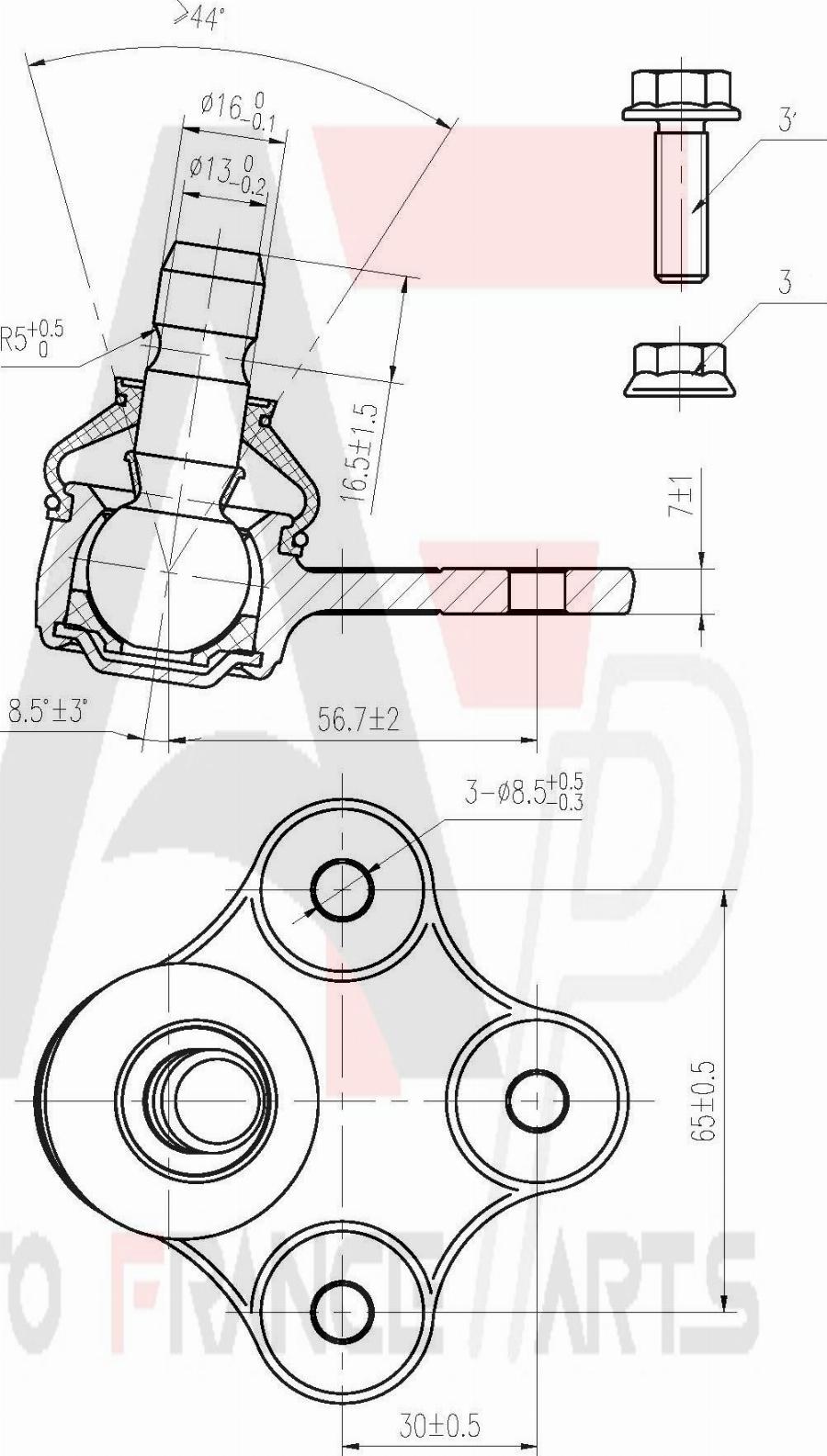 AUTO FRANCE PARTS 11-0011C - Ball Joint car-mod.net