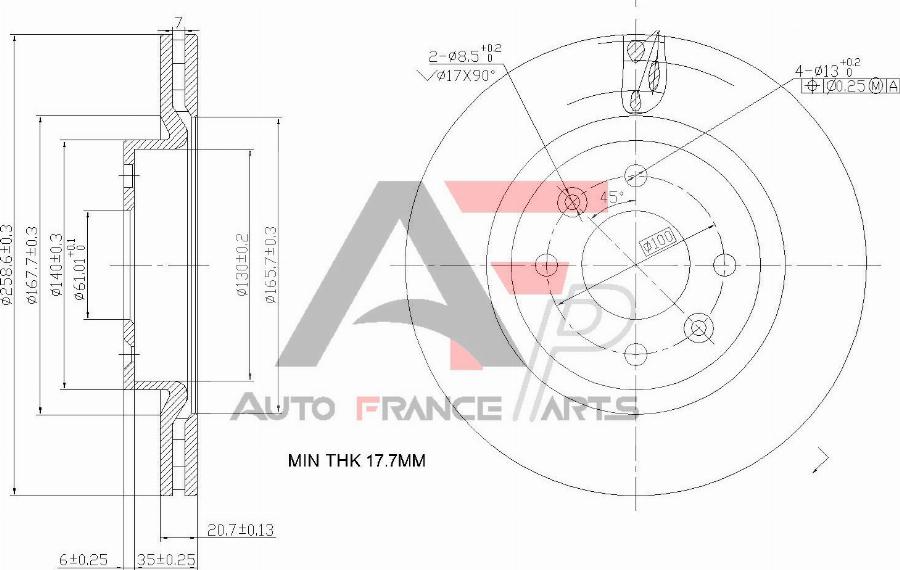 AUTO FRANCE PARTS 22-0004C - Brake Disc car-mod.net