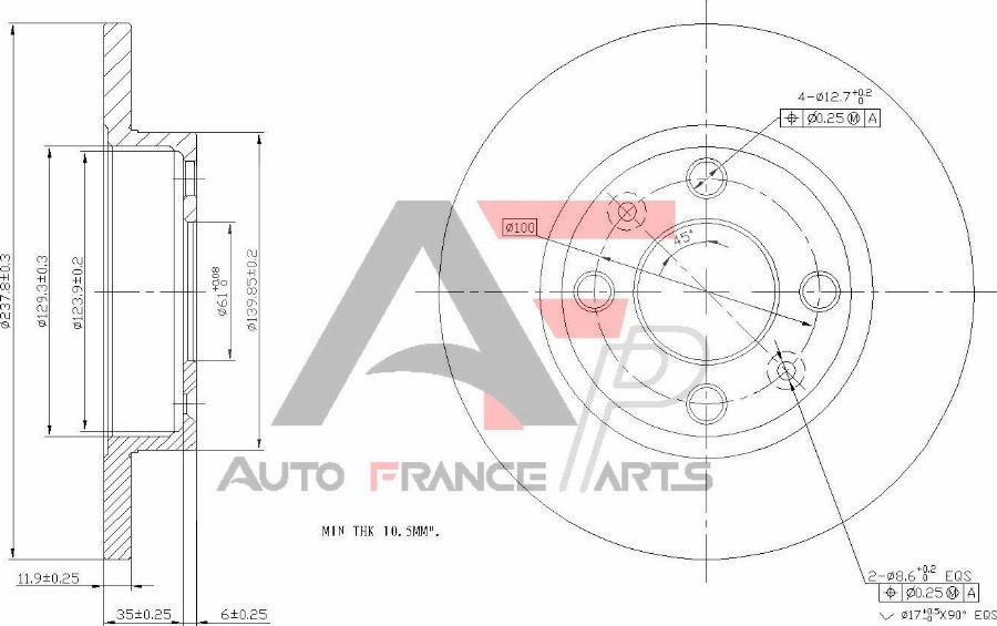 AUTO FRANCE PARTS 22-0001C - Brake Disc car-mod.net