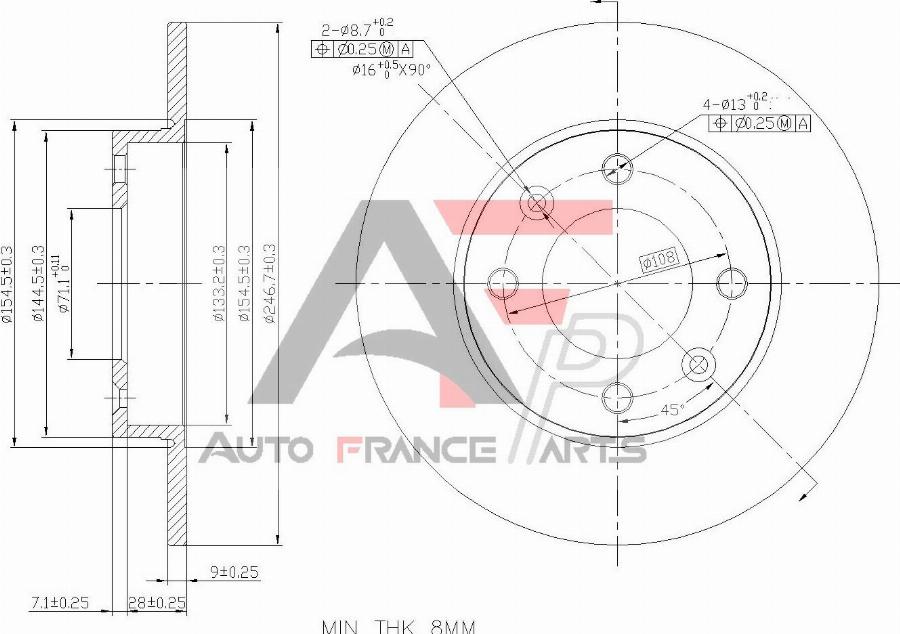 AUTO FRANCE PARTS 22-0008C - Brake Disc car-mod.net