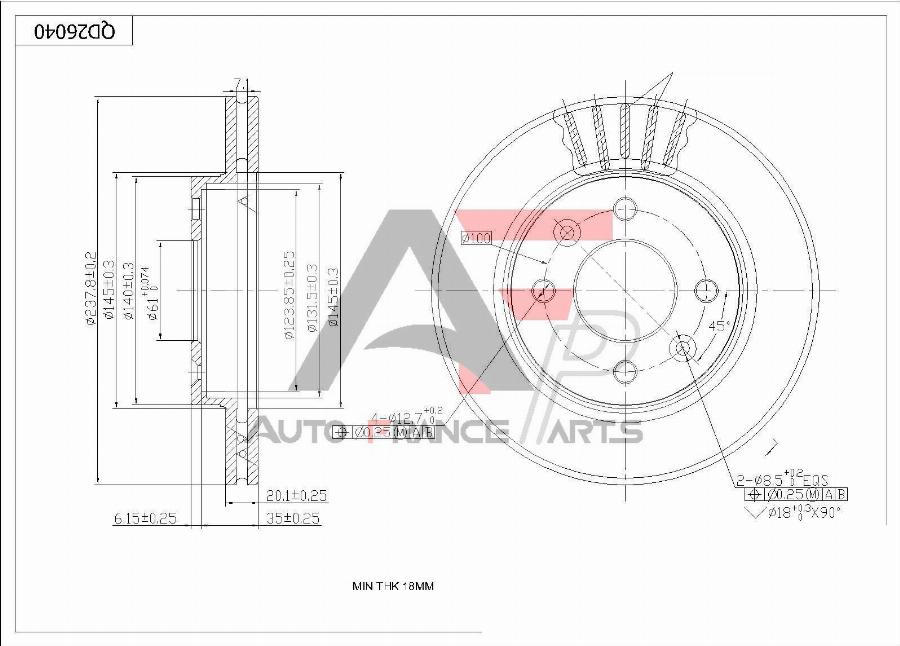 AUTO FRANCE PARTS 22-0003C - Brake Disc car-mod.net