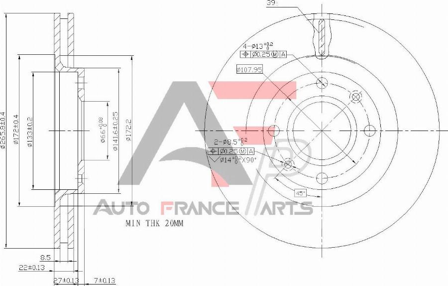 AUTO FRANCE PARTS 22-0012C - Brake Disc car-mod.net