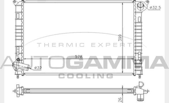 Autogamma 104289 - Radiator, engine cooling car-mod.net