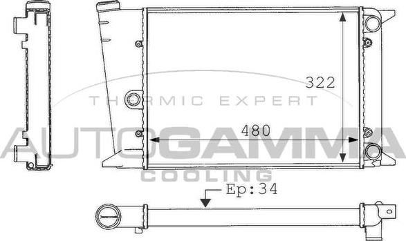 Autogamma 101049 - Radiator, engine cooling car-mod.net