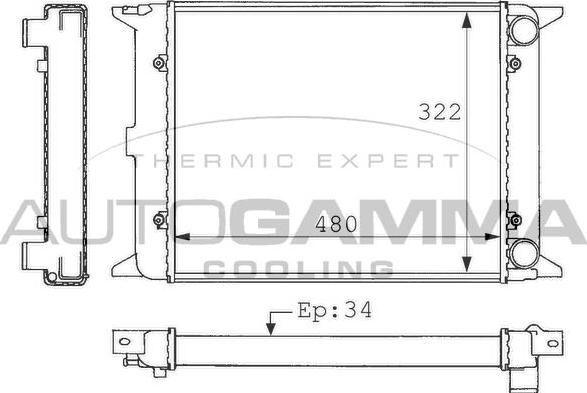 Autogamma 101047 - Radiator, engine cooling car-mod.net