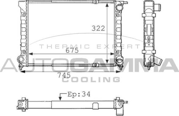 Autogamma 101053 - Radiator, engine cooling car-mod.net