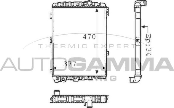 Autogamma 101068 - Radiator, engine cooling car-mod.net