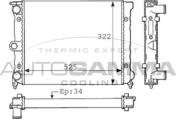 Autogamma 101038 - Radiator, engine cooling car-mod.net