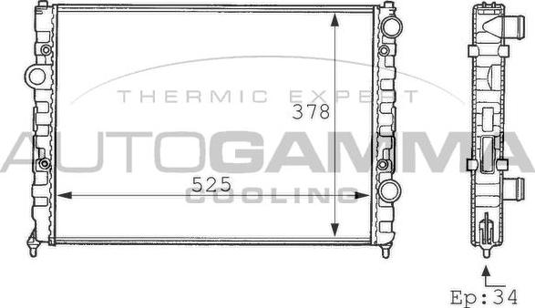 Autogamma 101075 - Radiator, engine cooling car-mod.net