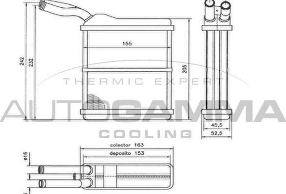 Autogamma 103810 - Heat Exchanger, interior heating car-mod.net