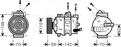 AVA AIK349 - Compressor, air conditioning car-mod.net