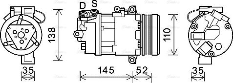 AVA BWAK545 - Compressor, air conditioning car-mod.net