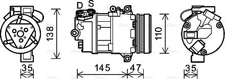 AVA BWAK395 - Compressor, air conditioning car-mod.net