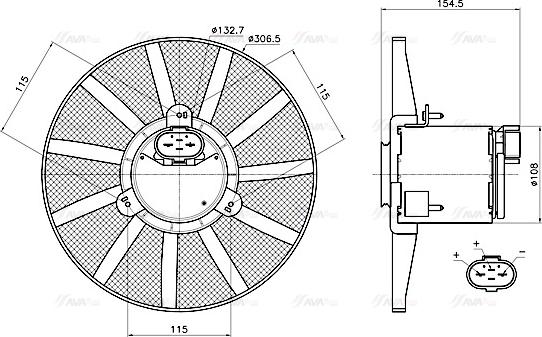 AVA VN7443 - Fan, radiator car-mod.net