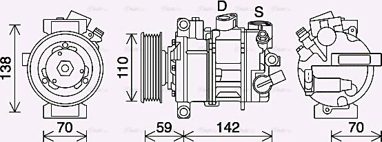 AVA VNAK401 - Compressor, air conditioning car-mod.net