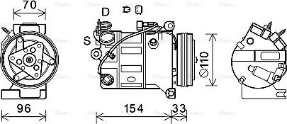 AVA VOK183 - Compressor, air conditioning car-mod.net