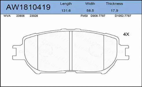 Aywiparts AW1810419 - Brake Pad Set, disc brake car-mod.net