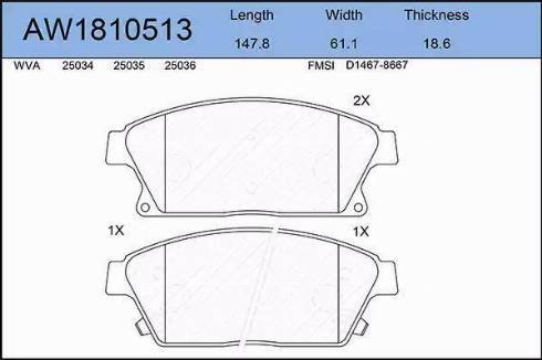 Aywiparts AW1810513 - Brake Pad Set, disc brake car-mod.net