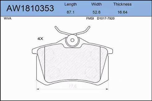 Aywiparts AW1810353 - Brake Pad Set, disc brake car-mod.net