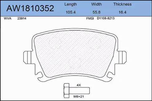 Aywiparts AW1810352 - Brake Pad Set, disc brake car-mod.net