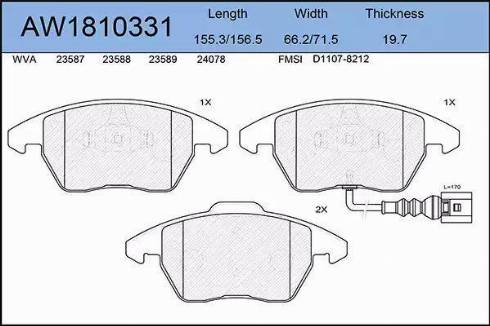Aywiparts AW1810331 - Brake Pad Set, disc brake car-mod.net